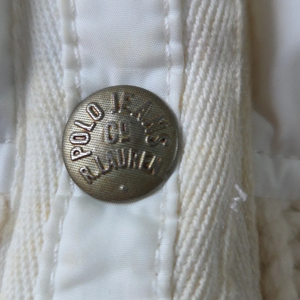 Polo Ralph Lauren Mixed Media Puffer Jacket Cable Knit Cream XL